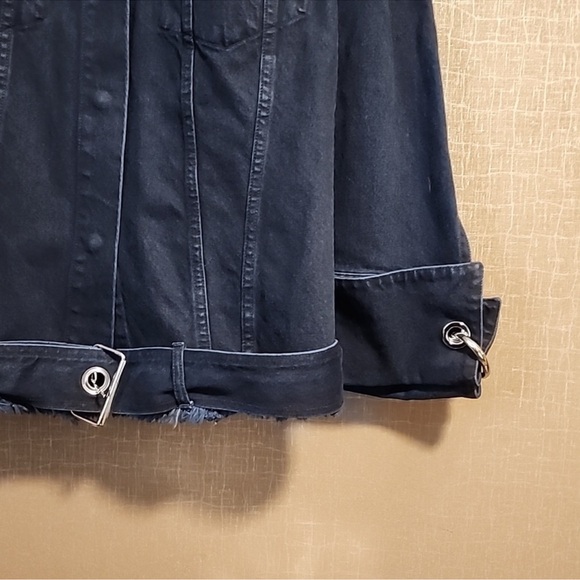 Marques Almeida grommet dark navy denim jacket raw edge belted oversize punk - Picture 7 of 17